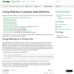 Using MathJax in popular web platforms — MathJax 2.1 documentation