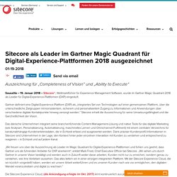 Sitecore als Leader im Gartner Magic Quadrant für Digital-Experience-Plattformen 2018 ausgezeichnet