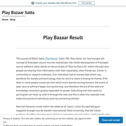 Play Bazaar Result – Play Bazaar Satta