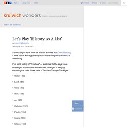 Let's Play 'History As A List' : Krulwich Wonders...