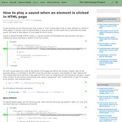 How to play a sound when an element is clicked in HTML page