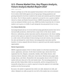 U.S. Cheese Market Size, Key Players Analysis, Future Analysis Market Report 2027 – Telegraph