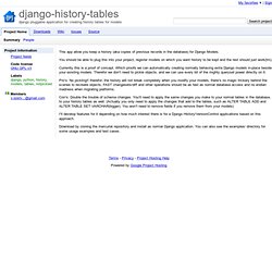 django-history-tables - Project Hosting on Google Code