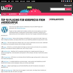 Top 10 Plugins for WordPress form #wordcampuk - Ubelly
