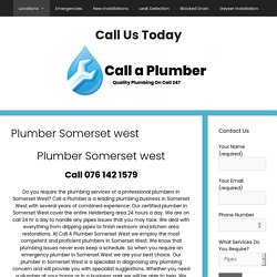 Plumber Somerset West - Call 076 142 1579