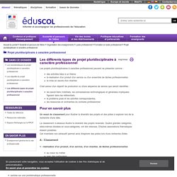 Projet pluridisciplinaire à caractère professionnel - Les différents types de projet pluridisciplinaire à caractère professionnel - ÉduSCOL
