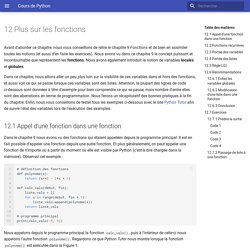 12. Plus sur les fonctions - Cours de Python