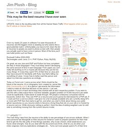 Jim Plush's Blog - This may be the best resume I have ever seen