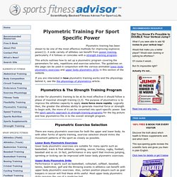Plyometric Training for Sport
