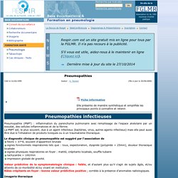 Pneumopathies - Respir.com - Documentation sur les pneumopathies