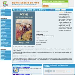 Poems Every Child Should Know by Unknown