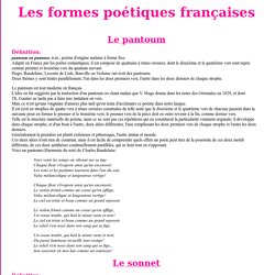 Les formes poétiques françaises: pantoum, sonnet