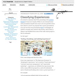 Classifying Experiences