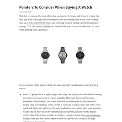 Pointers To Consider When Buying A Watch