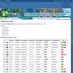 Pokémon-Liste – PokéWiki - Die deutsche Pokémon-Enzyklopädie