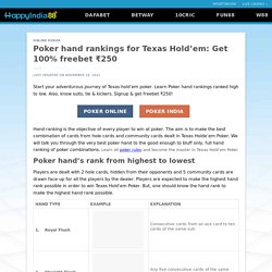 Poker hand rankings for Texas Hold'em: Get 100% freebet ₹250