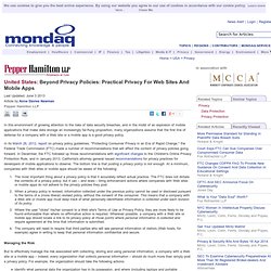 Beyond Privacy Policies: Practical Privacy For Web Sites And Mobile Apps - Data Protection