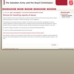 Policies for handling reports of abuse » salvos.org.au/royalcommission/