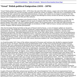 "Great" Polish political Emigration (1831 - 1870)