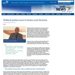 Political parties react to Zuma court decision :Tuesday 20 March 2012