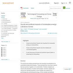 Social and political impacts of renewable energy: Literature review