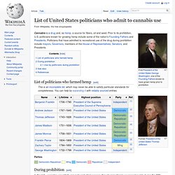 List of United States politicians who admit to cannabis use