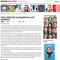 Office-Politics » Next victim for sociopath boss and sidekick?