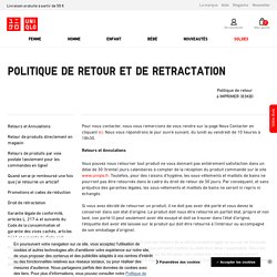 POLITIQUE DE RETOUR ET DE RETRACTATION