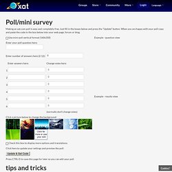 Create your free poll for MySpace etc.