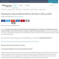 Polyalkylene Glycols Market Worth 2.62 Billion USD by 2020