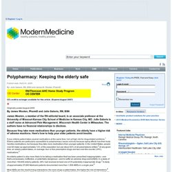 Polypharmacy: Keeping the elderly safe
