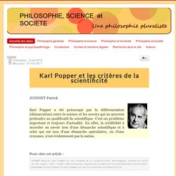 Karl Popper et les critères de la scientificité