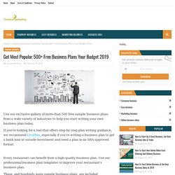 Get Most Popular 500+ Free Business Plans Your Budget 2019