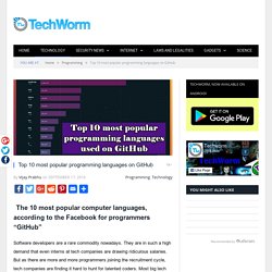 Top 10 most popular programming languages on GitHub