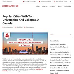 Popular Cities With Top Universities And Colleges In Canada