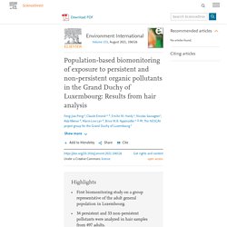 Environment International - AOUT 2021 - Population-based biomonitoring of exposure to persistent and non-persistent organic pollutants in the Grand Duchy of Luxembourg: Results from hair analysis