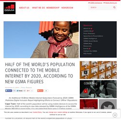 HALF OF THE WORLD’S POPULATION CONNECTED TO THE MOBILE INTERNET BY 2020, ACCORDING TO NEW GSMA FIGURES