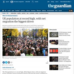 UK population at record high, with net migration the biggest driver