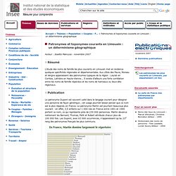 Population - Patronymes et toponymes courants en Limousin