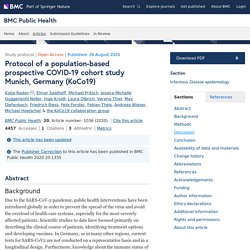 BMC PUBLIC HEALTH 26/08/20 Protocol of a population-based prospective COVID-19 cohort study Munich, Germany (KoCo19)
