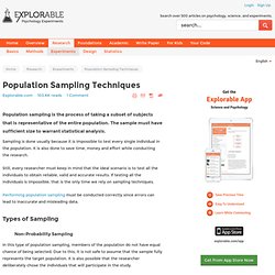 Population Sampling - Representative Subset of a Population