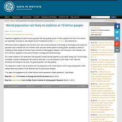 World population not likely to stabilize at 10 billion people