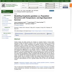 Int. J. Environ. Res. Public Health 2015, 12(6), Modelling Anopheles gambiae s.s. Population Dynamics with Temperature- and Age-Dependent Survival