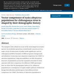 Commun Biol. 2020 Jun 24 Vector Competence of Aedes Albopictus Populations for Chikungunya Virus Is Shaped by Their Demographic History