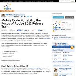 Mobile Code Portability the Focus of Adobe 2011 Release Train