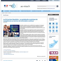 Académie de Nice: Le CV du futur Eportfolio : un portefeuille numérique de compétences au service de la formation continue