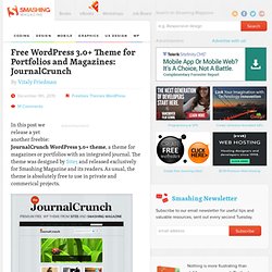 Free Wordpress 3.0 Theme for Portfolios and Magazines: JournalCrunch - Smashing Magazine
