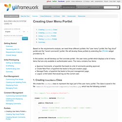 Portlets: Creating User Menu Portlet