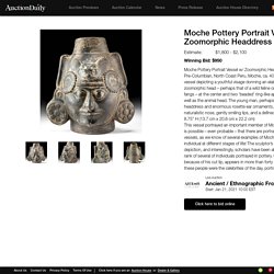 Moche Pottery Portrait Vessel w/ Zoomorphic Headdress
