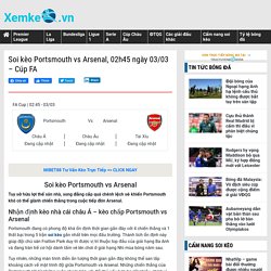 Soi kèo Portsmouth vs Arsenal, 02h45 ngày 03/03 – Cúp FA